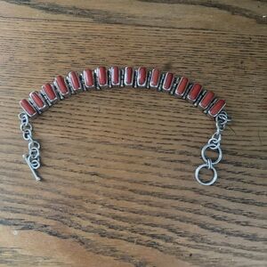 Beautiful red coral silver Bracelet